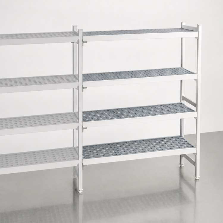 Product image #3 for Fermostock 4-Tier Polymer Shelving Expansion Kit, 66 Inch H x 59 Inch W x 14 Inch D