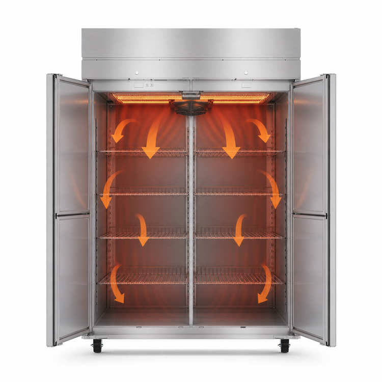 Product image #3 for Hoshizaki Steelheart Two-Section Upright Reach-In Heated Holding Cabinet with Half Stainless Steel Doors