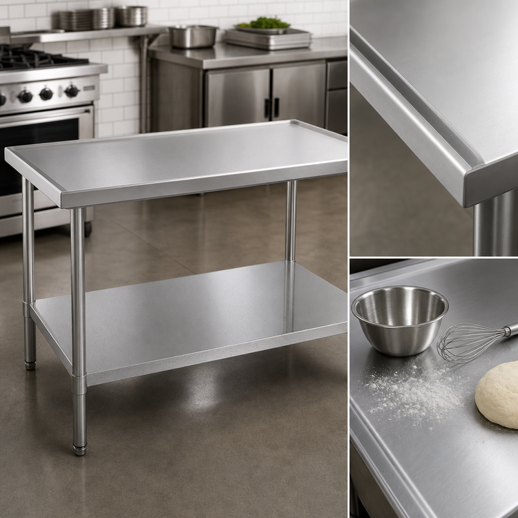 Product image #3 for Eagle Spec-Master Marine Series 120-Inch x 30-Inch Flat Top Stainless Steel Work Table with Adjustable Galvanized Undershelf