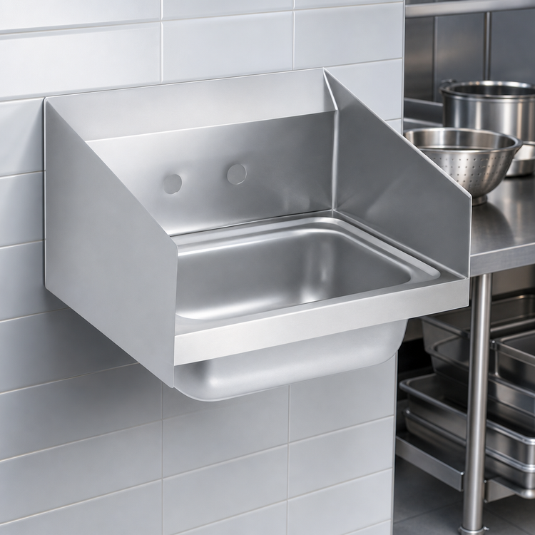 Product image #3 for Vollrath 1410CS Wall-Mounted Hand Sink with Splash Guard Sides and Strainer, 17 x 15 Inches