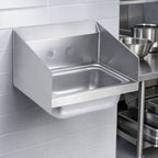 Thumbnail image #3 for Vollrath 1410CS Wall-Mounted Stainless Steel Hand Sink with Splash Guard Sides and Strainer, 17 x 15 Inches