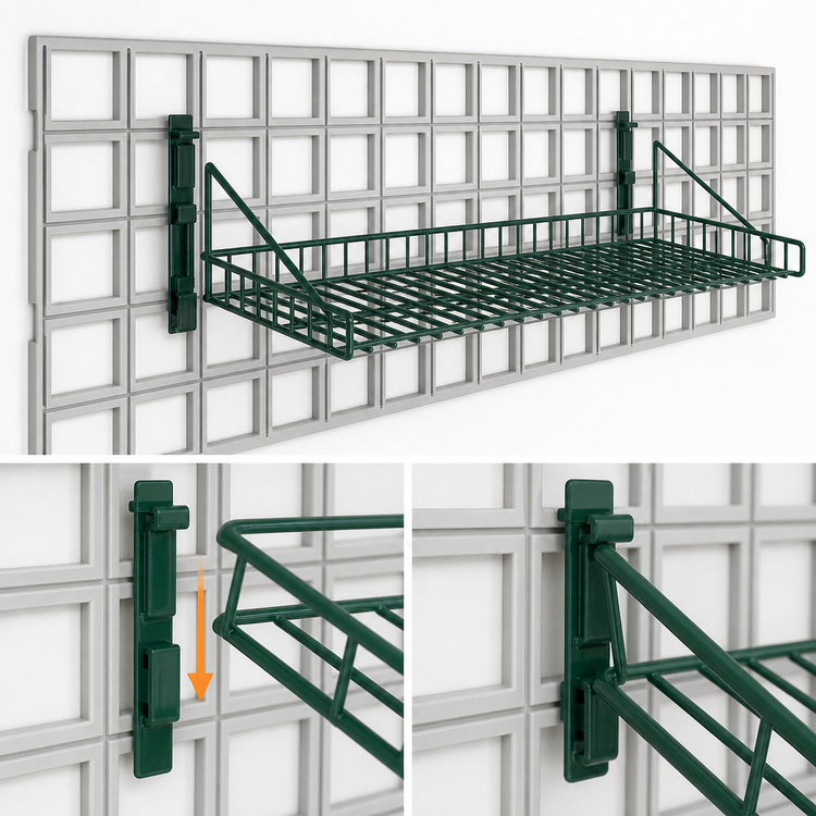 Product image #3 for WalStor 36"W x 18"D Wall Grid Shelf for Modular Wall System, Valu-Gard Green Epoxy