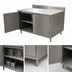 Thumbnail image #3 for BK Resources 60-Inch x 30-Inch Stainless Steel Enclosed Cabinet Base Work Table with 5-Inch Backsplash and Locking Hinged Doors
