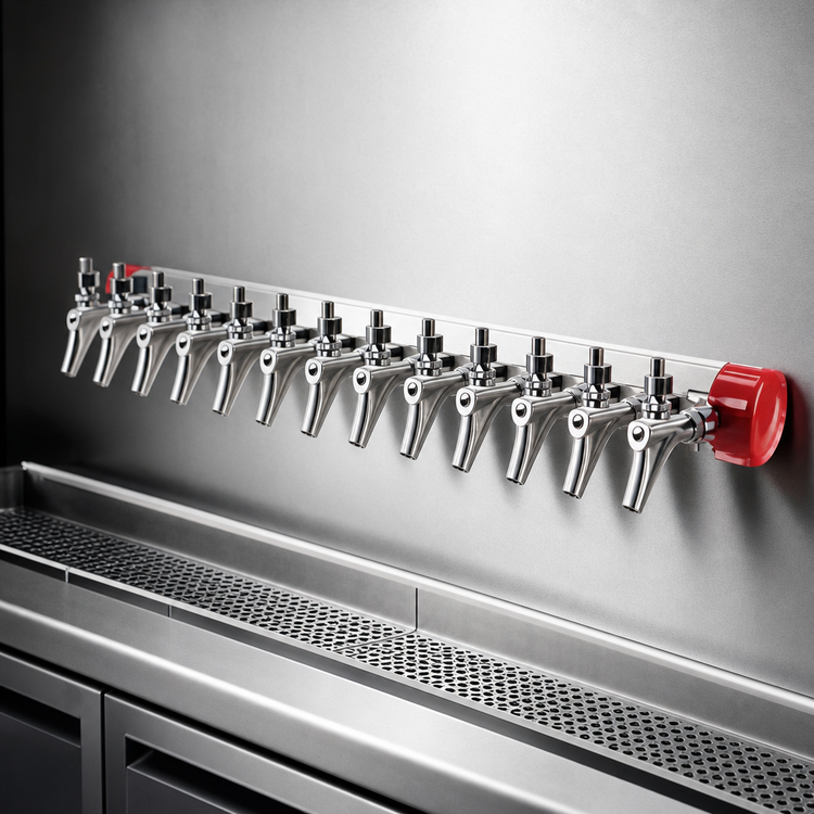 Product image #3 for Kool-Rite 12-Faucet Wall-Mount Glycol-Cooled Beverage Insert Module with Long Shanks, 36-Inch