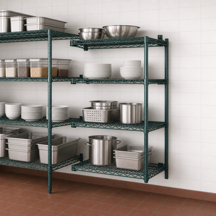 Product image #3 for Eagle Valu-Gard 4-Tier Add-On Wire Shelving Unit, 36W x 24D x 74H, Green Epoxy