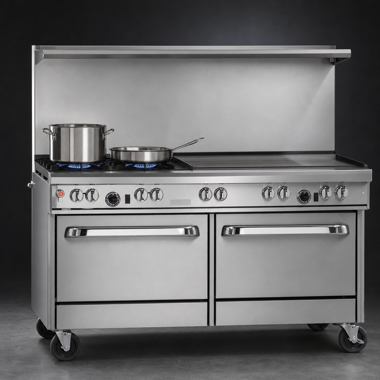 Product image #3 for Southbend Ultimate 60-Inch Gas Restaurant Range with 2 Open Burners, 48-Inch Griddle, and 2 Convection Ovens