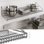 Thumbnail image #3 for Metro SmartWall GS1448K4 Wall-Mounted Grid Shelf, 48"W x 14"D, Retaining Edge, Metroseal Gray Epoxy Finish, Antimicrobial