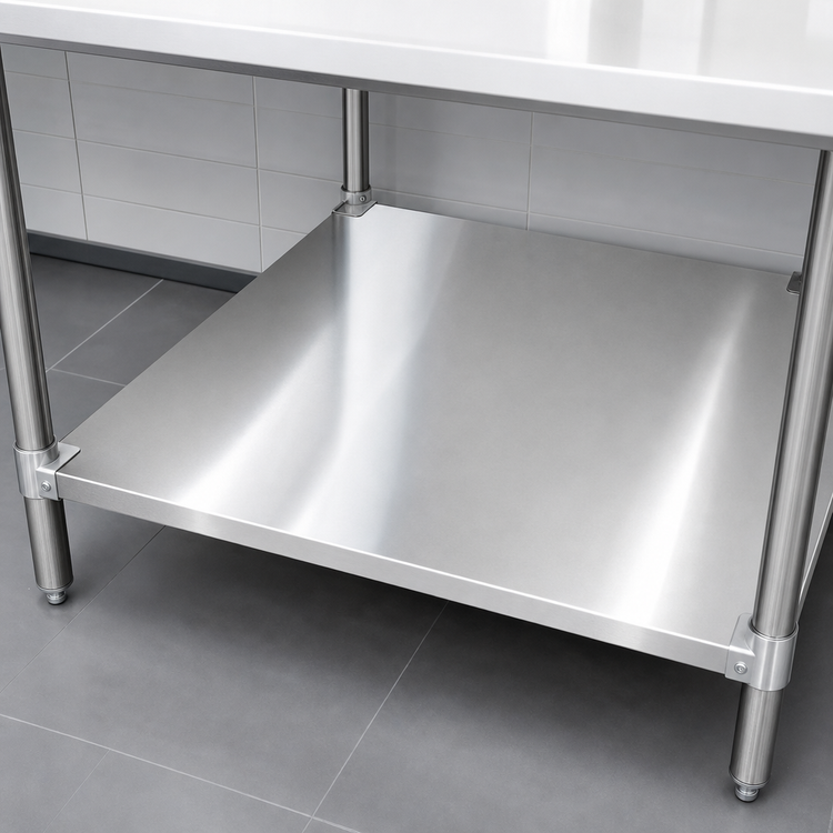 Product image #3 for Omcan USA Stainless Steel Undershelf for Poly Top Work Table, 30"D x 72"W