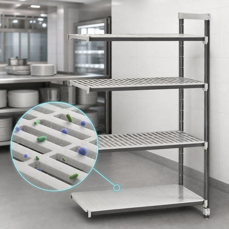 Product image #3 for Cambro Camshelving Elements XTRA 4-Tier Stationary Add-On Polymer Shelving Unit