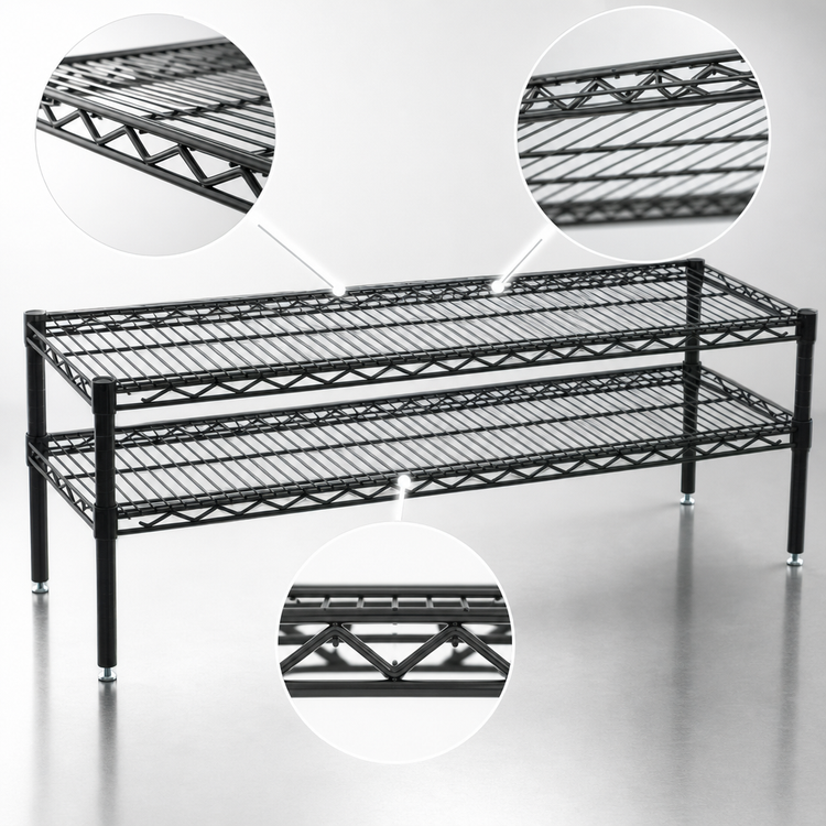 Product image #3 for QuadTruss 2-Tier Front Case Merchandise Wire Shelving Unit, 42 x 14 x 14 Inches