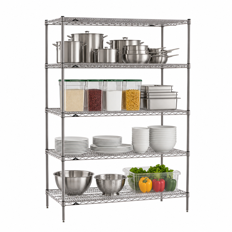 Product image #3 for Super Erecta 48"W x 21"D x 63"H Starter Wire Shelving Unit with 4 Shelves, Metroseal Gray