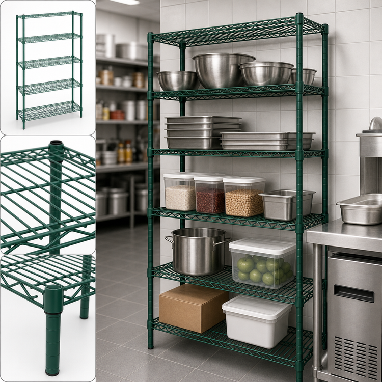 Product image #3 for Red-i-Pak 5-Tier Stationary Wire Shelving Unit, 36 x 24 x 63 Inches, Green Epoxy