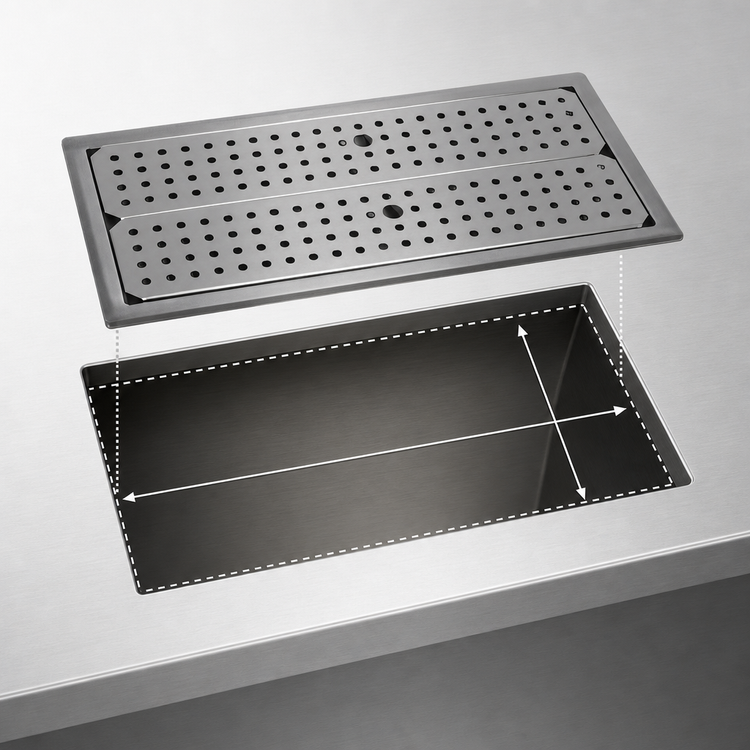 Product image #3 for Glastender 42-Inch x 18-Inch Drop-In Stainless Steel Drip Tray Trough