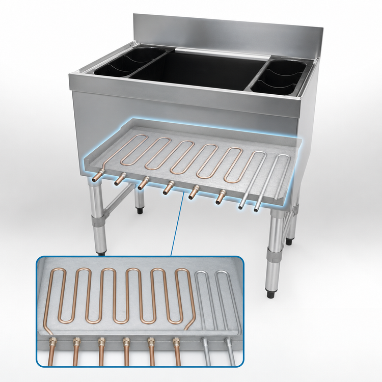 Product image #3 for Advance Tabco Special Value 24-Inch Wide Cocktail Unit Bar Ice Bin with 12-Inch Deep Ice Bin and 7-Circuit Cold Plate