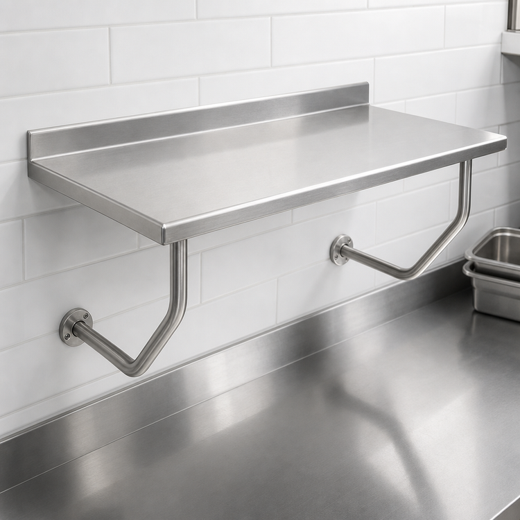 Product image #3 for Advance Tabco 60 Inch x 24 Inch Wall-Mounted 14 Gauge 304 Stainless Steel Table with 1-1/2 Inch Backsplash