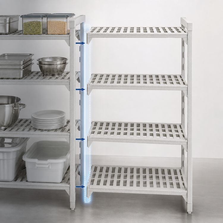 Product image #4 for Cambro Camshelving Premium 4-Shelf Vented Add-On Polymer Shelving Unit, 18 x 60 x 64 Inches, Speckled Gray