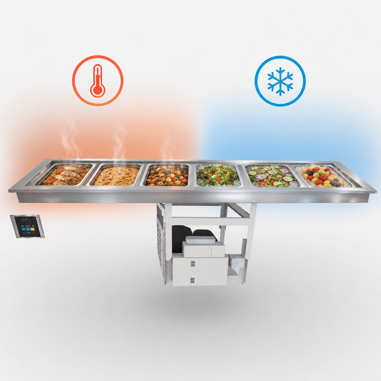 Product image #2 for Duke RHF3-SL HotFrost™ Recessed Hot/Cold Switchable Slimline Drop-In Food Well for (3) 18" x 26" Pans