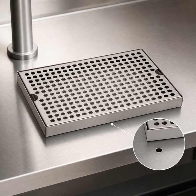 Product image #3 for Stainless Steel Surface Mount Drip Tray Trough, 12"W x 8"D