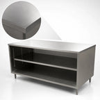 Thumbnail image #3 for BK Resources CST-3672 Open-Front Stainless Steel Chef Table Cabinet Base, 72"W x 36"D, 14-Gauge 304 Stainless Top
