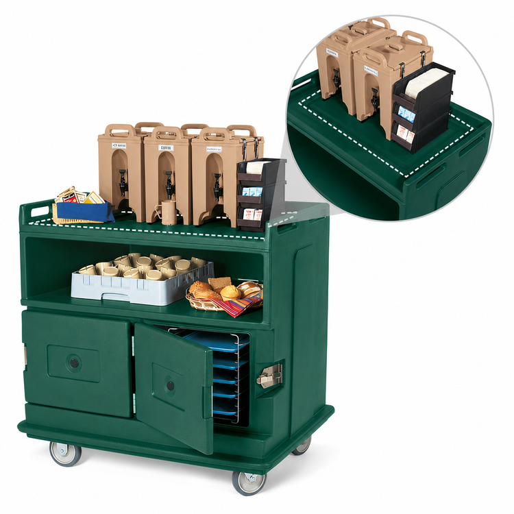 Product image #4 for Cambro Insulated Beverage Service Cart with Recessed Top, 44-1/2 x 30 x 44 Inches