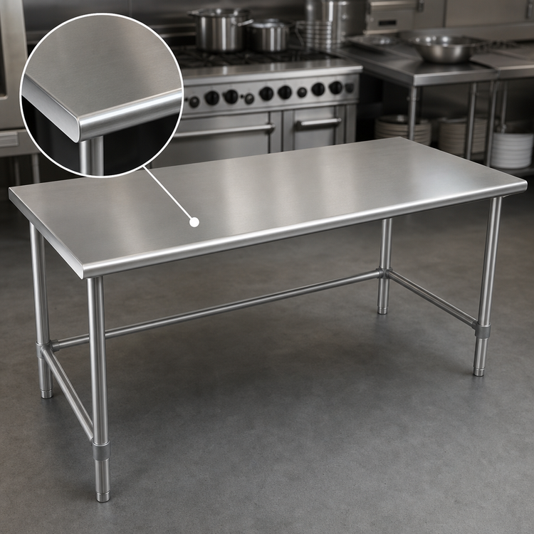 Product image #3 for Eagle Spec-Master 60" x 36" 14-Gauge 300 Series Stainless Steel Work Table, Open Base
