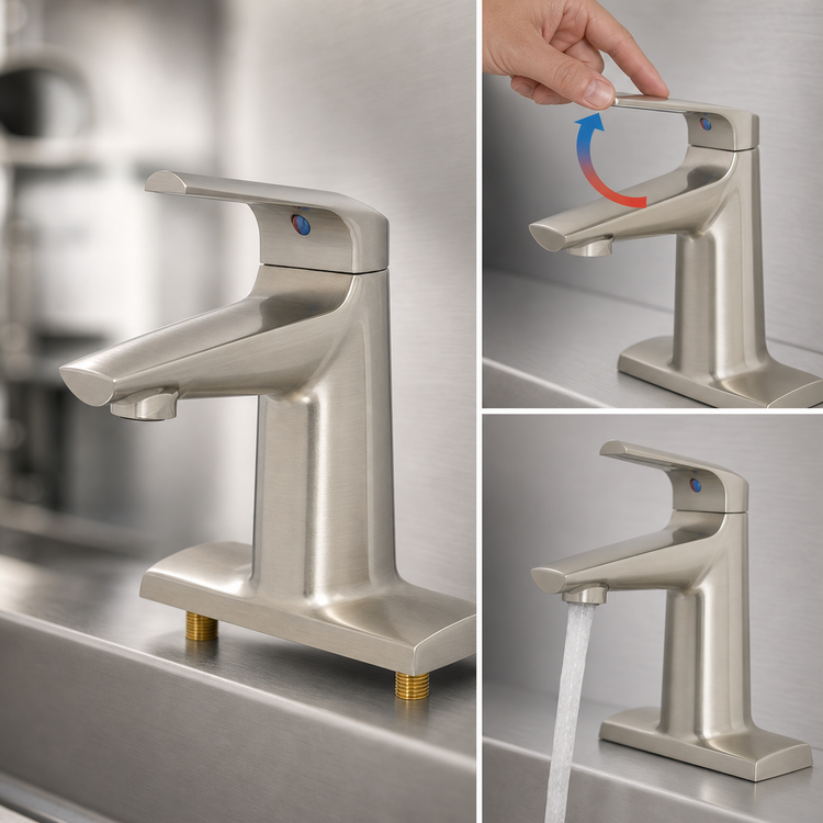 Product image #3 for T&S Brass LakeCrest 4-Inch Centerset Deck-Mount Single-Lever Escutcheon Faucet, Brushed Nickel