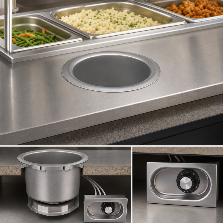 Product image #3 for Eagle Group 7-Quart Round Drop-In Thermostatic Food Warmer with Drain, 120V
