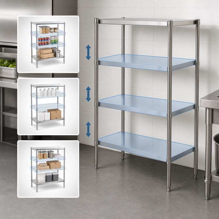 Product image #3 for John Boos Stainless Steel Dry Storage Shelving Unit, 54 x 18 x 60 Inches, 3 Adjustable Shelves