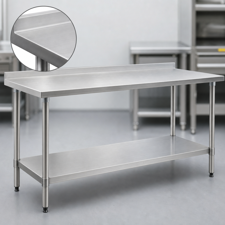 Product image #3 for 48" x 36" Stainless Steel Work Table with 1-1/2" Rear Up-Turn and Adjustable Undershelf