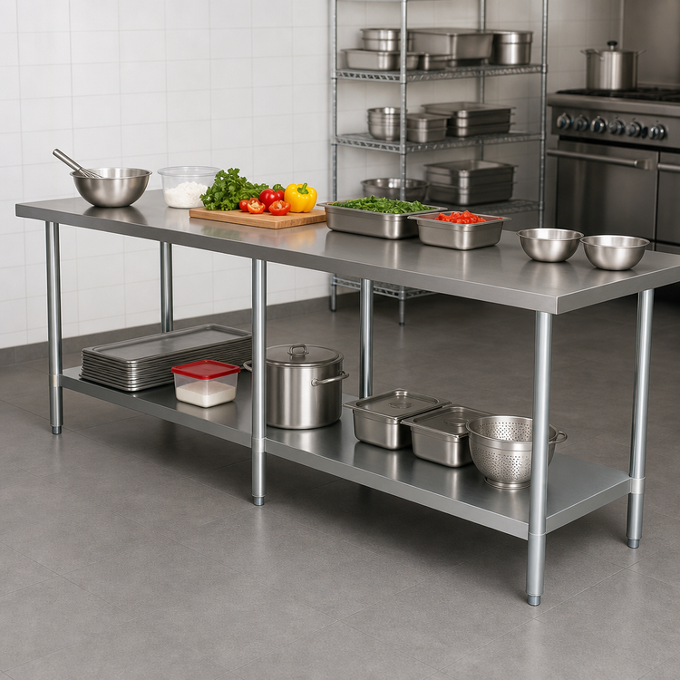 Product image #3 for Omcan 108-Inch Stainless Steel Work Table with Undershelf