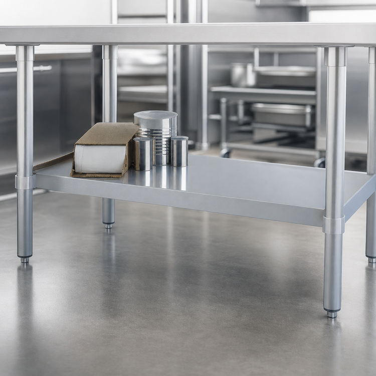 Product image #3 for 96-Inch x 24-Inch Aluminum Knockdown Undershelf for Work Tables