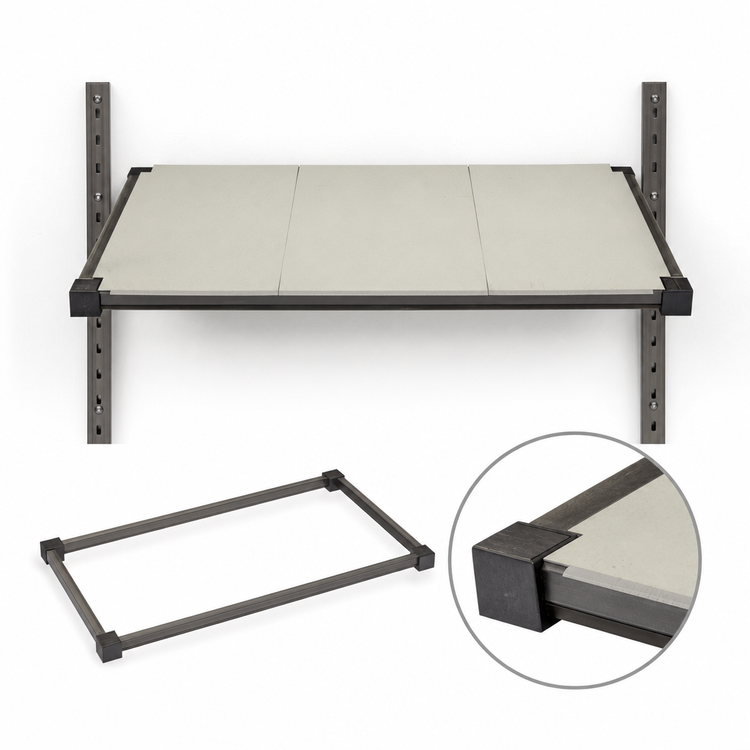 Product image #3 for Cambro Camshelving Elevation Series 24" x 48" Wall-Mounted Solid Shelf Kit with CamGuard, Brushed Graphite