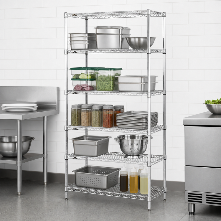 Product image #3 for Metro Super Erecta 5-Shelf Stationary Starter Wire Shelving Unit, 36-Inch x 18-Inch x 74-Inch, Chrome Plated