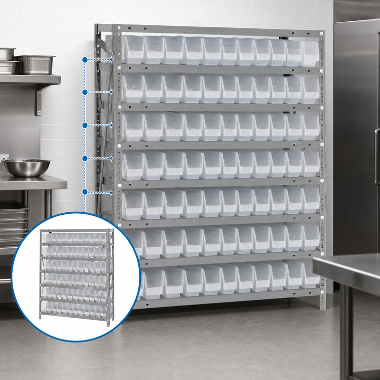 Product image #3 for Quantum Heavy-Duty Stationary Wire Shelving Unit with 72 Clear Bins
