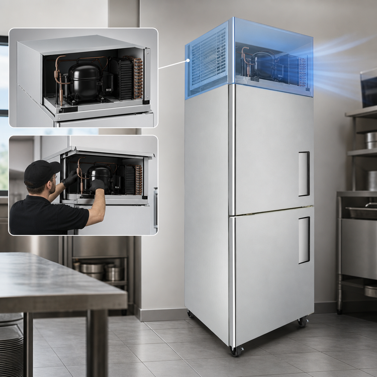 Product image #4 for Atosa 21.4 Cu. Ft. One-Section Top Mount Reach-In Freezer with Left-Hand Hinged Solid Half Doors