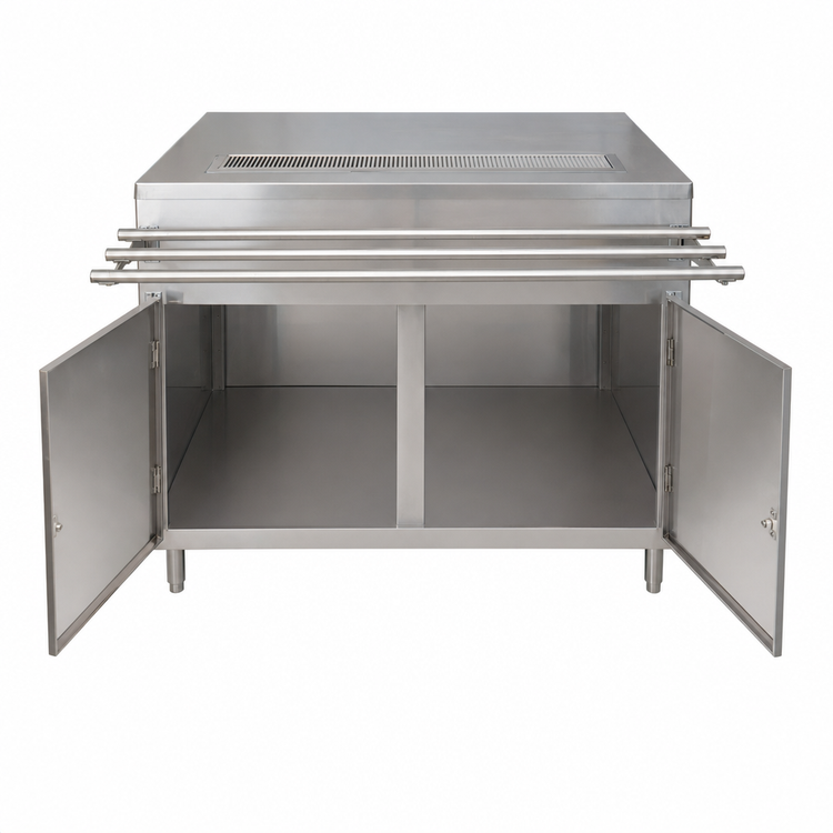 Product image #3 for BK Resources Enclosed Cabinet Base Self-Serve Counter with Hinged Doors and Tray-Side Urn Trough, 72 Inch x 30 Inch