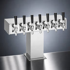 Thumbnail image #3 for Perlick Corporation 4006S8BPC4 8-Faucet Wide Base Tee Draft Beer Tower, Countertop, Extra-High, Polished Chrome, Glycol-Cooled