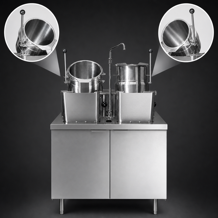 Product image #3 for Crown EMT-6-6 Electric Dual 6-Gallon Tilting Kettle & Cabinet Assembly