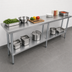 Thumbnail image #3 for Sapphire 84-Inch 18-Gauge 430 Stainless Steel Flat Top Work Table with Galvanized Legs and Undershelf