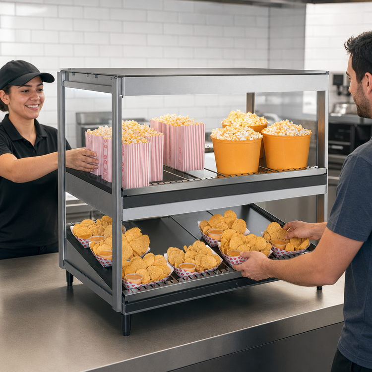 Product image #3 for Hatco Glo-Ray 41-Inch Countertop Pass-Through Slant/Horizontal Merchandising Warmer, 2-Shelf, 2.12 kW