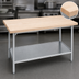 Thumbnail image #3 for Advance Tabco Maple Top Work Table with Adjustable Undershelf, 84 x 36 Inches, Galvanized Base