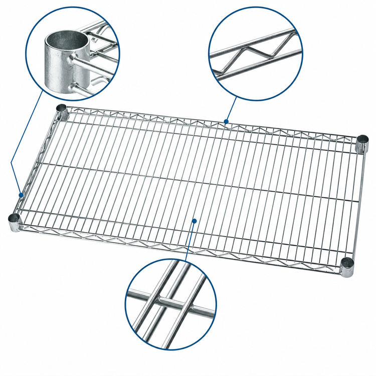 Product image #3 for Quantum 72 Inch x 24 Inch 304 Stainless Steel Wire Shelf, 600-800 lb. Capacity