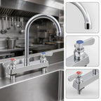 Thumbnail image #3 for BK Resources OptiFlow BKF-8DM-8G-G Commercial Manual Deck-Mount Faucet, 8-Inch Centers, Gooseneck Spout, Ceramic Valves, Lead-Free Chrome