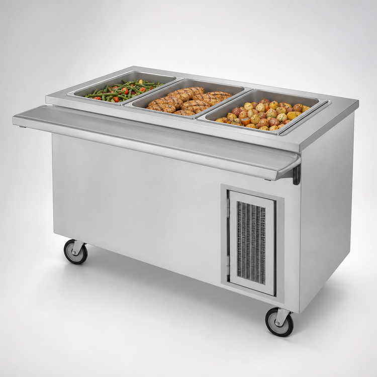 Product image #3 for Randell RANFG HTD-3 Electric Mobile Hot Food Table, 48 x 30 Inches, 3 Wells, Enclosed Base