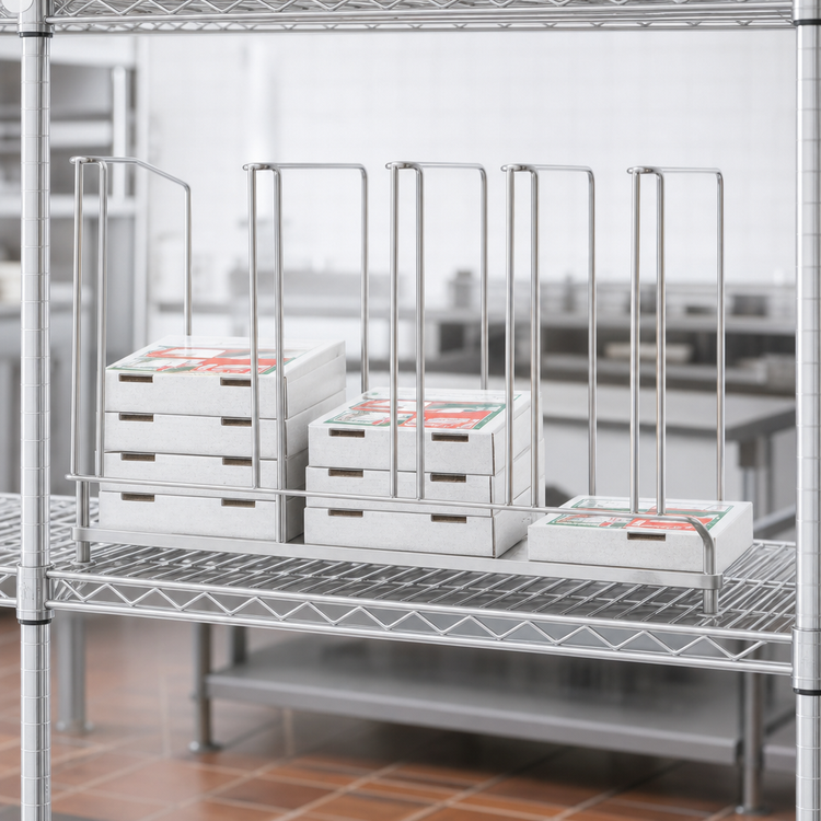 Product image #3 for Eagle Group 26-Inch High x 28-Inch Wide Pizza Box Divider for 14-Inch Shelving, Zinc Finish