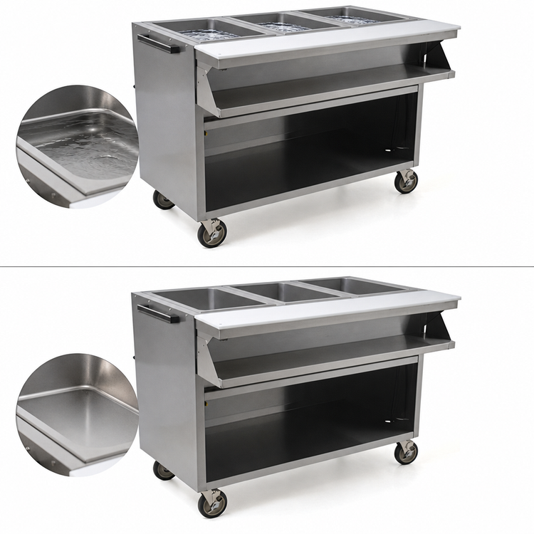 Product image #3 for Spec-Master Mobile Electric Sealed Well Hot Food Table with Open Front, 3 Wells, 48 Inch