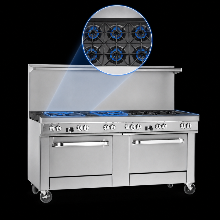 Product image #3 for Southbend Ultimate 72-Inch Gas Restaurant Range with 5 Burners, 36-Inch Griddle, and 2 Convection Ovens