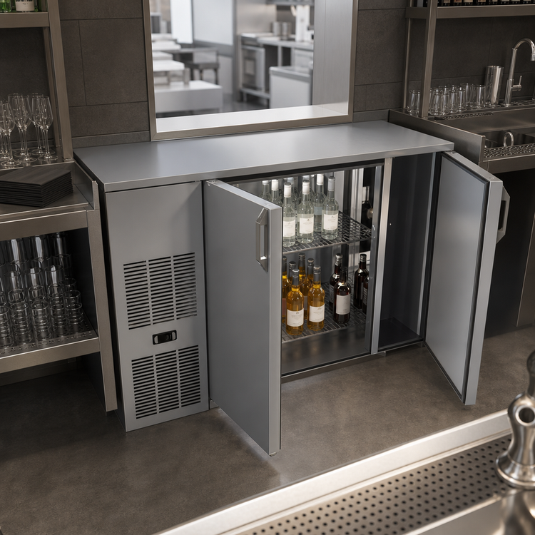 Product image #3 for Glastender CP1FB52 Pass-Thru Back Bar Cooler, 52-Inch, Two-Section, Front-Serviced, Self-Contained