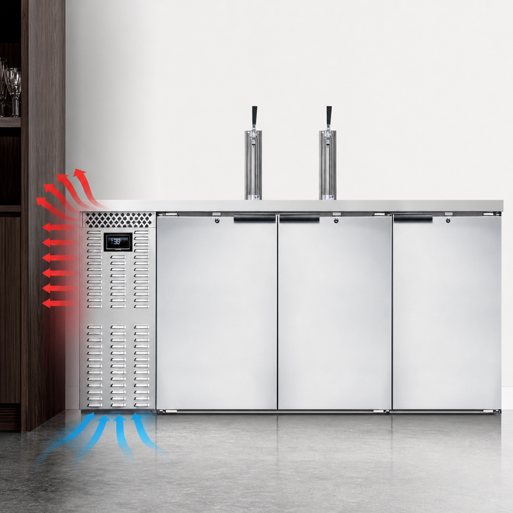 Product image #3 for Continental Refrigerator KC79NSS 79" Stainless Steel 3-Door Two-Column Keg Cooler