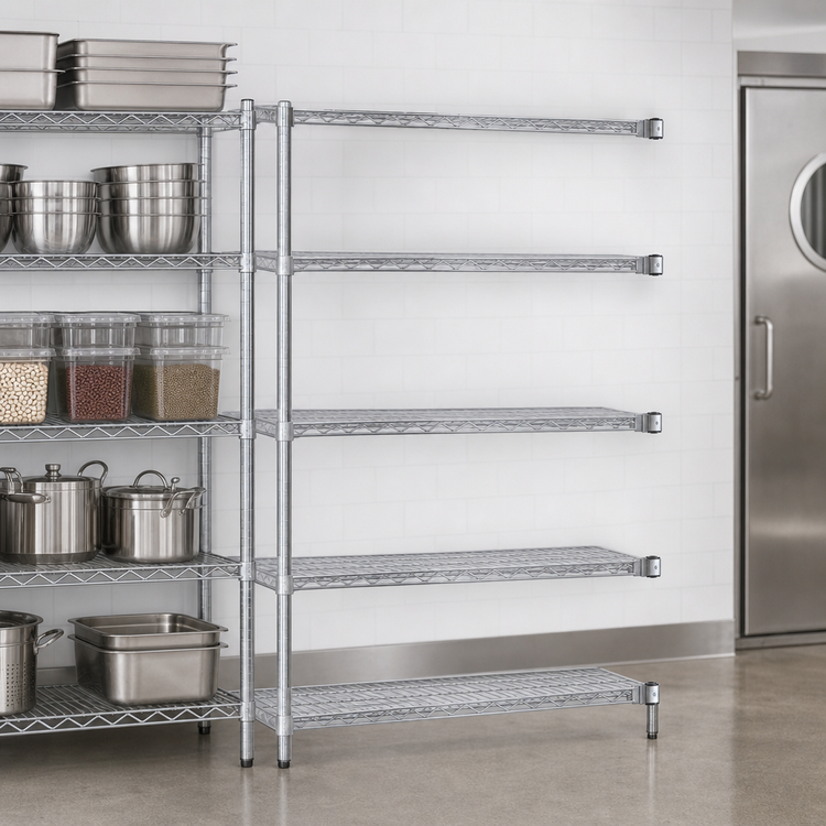 Product image #3 for EAGLEbrite 5-Tier Commercial Wire Shelving Add-On Unit, 48W x 21D x 74H, Zinc Finish